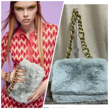 ZARA 자라 그레이 인조 모피 백