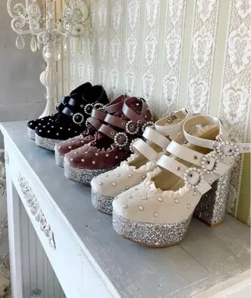 Swankiss EV quilt bijou heels 핑크 L