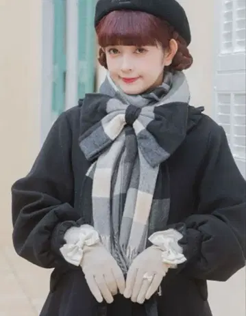 미사용 새상품 시마무라 아오키 미사코 스톨 머플러 체크