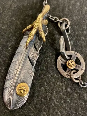 고로즈 goro's 금 손톱 메탈 부착 특대형 페더 세미카쿠 체인 세트