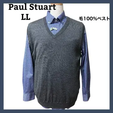 폴 스튜어트 모 100% V넥 베스트 그레이 농담 LL