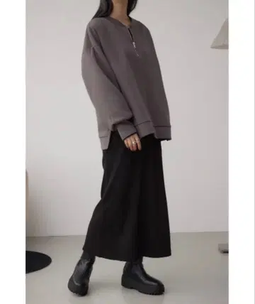 AZUL by moussy [ SET ] 하프 지퍼 맨투맨 원피스