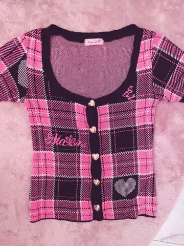 [ 레어 ] MA*RS 마즈 체크 무늬 가디건 니트 헤이세이 갸루 Y2K