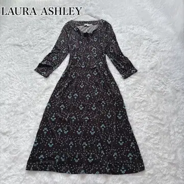 [ 새상품급 ] 로라 애슐리 원피스 보타이 리본 롱 꽃무늬 브라운