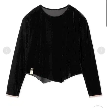 블랙 벨벳 크롭 긴팔 상의