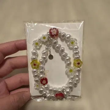 미개봉 새상품 나스 팜 빌리지 유리 플라워 & 펄 목걸이 사에코