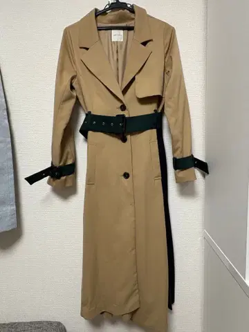 REDYAZEL 바이컬러 롱 트렌치코트