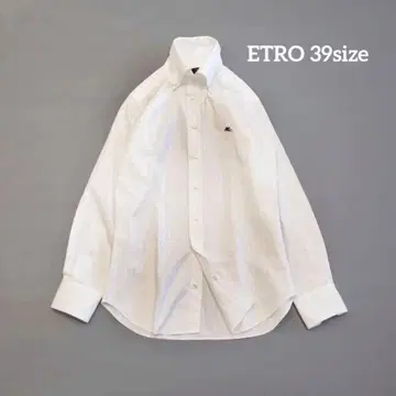 에트로 ETRO 셔츠 긴팔 화이트 호스 자수 로고 버튼 다운