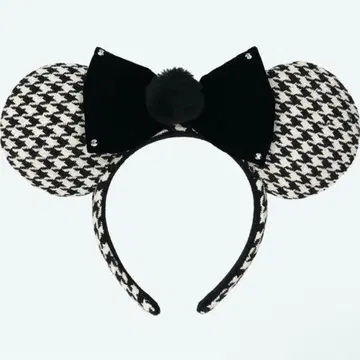 디즈니 머리띠 하운드투스 체크 패턴 화이트 블랙