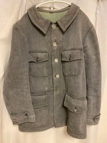 50s 프렌치 빈티지 동물 버튼 커버올 헌팅 피케