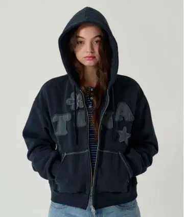 TINA:JOJUN 속기모 로고 패치워크 후디