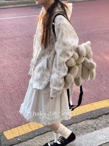 Mabling Floral 꽃무늬 후드 부착 후드티