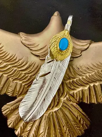 고로즈 상금 터콰이즈 부착 특대형 페더 새상품급