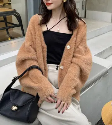 hinari 샤기 니트 가디건