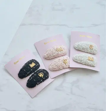 RoseMuse 트위드 처비 헤어핀 세트 핑크