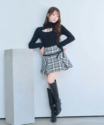 rosemuse 트위드 라이크 리본 스커트 그레이 M