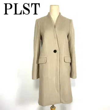 LA3582 플라스테 롱 코트 울 안감 있음 그레이 베이지 S