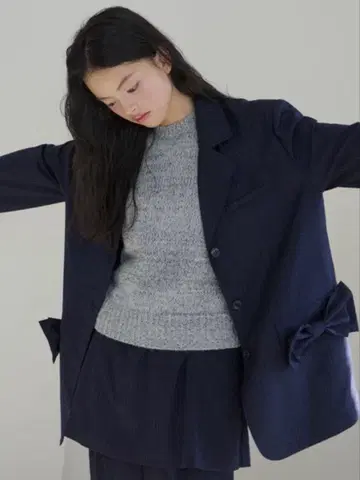 haek jacket with ribbon/리본 포함 자켓 FEKETE