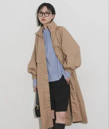 [Aunt Marie's] 스탠드 카라 볼륨 슬리브 트렌치코트