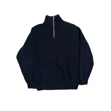 ZARA 네이비 하이넥 스웨터 니트 하프 지퍼