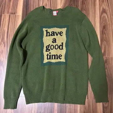 올리브 그린 니트 스웨터 [ have a good time ]