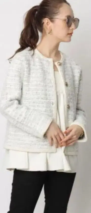 Arpege story 트위드 니트 숏 자켓