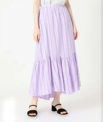 IENA 스트라이프 개더 캉캉 스커트 퍼플