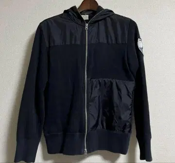 LOOPWHEELER 로고 와펜 나일론 절개 지퍼 후드티