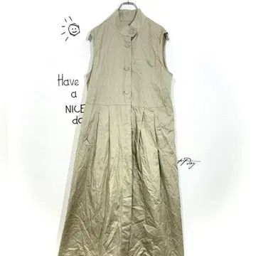 KBF 슬리브리스 롱 원피스 플리츠 플레어 A라인 사그레이