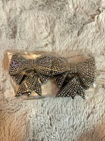 스톤 장식 리본 슈즈 액세서리 2세트