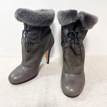 미사용급 PELLICO 레이스업 숏 퍼 아몬드 토 부츠