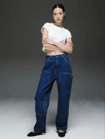 GLOWNY 그로우니 쿠퍼스 청바지 미드 블루