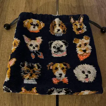 페이러 러블리 도기 복조리 파우치 새상품급 네이비 개 도그 손수건