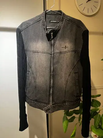 NOT4NERD Knit Sleeve Denim Jacket