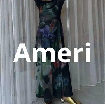 AMERI 빈티지 스모크 플라워 플레어 드레스 S