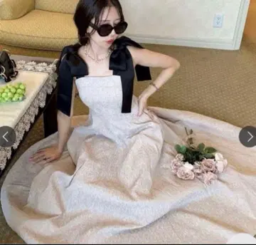 amerge. 리본 숄더 맥시 원피스