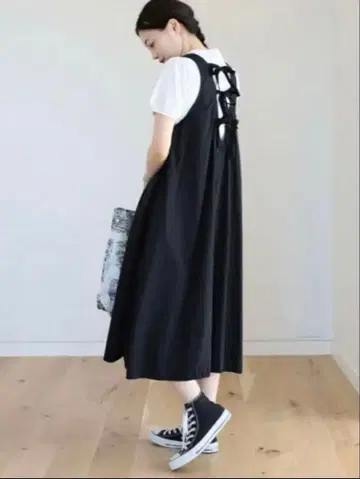 BEAMS BOY 나일론 타서 C-1 슬리브리스 원피스