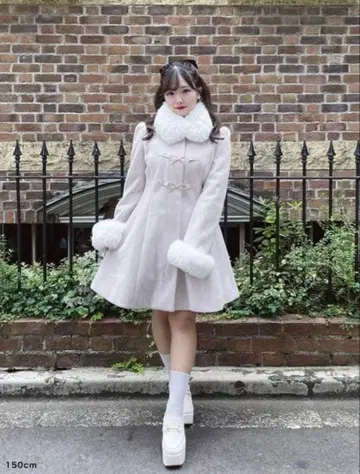 evelyn 리본 비트 코트 핑크 S