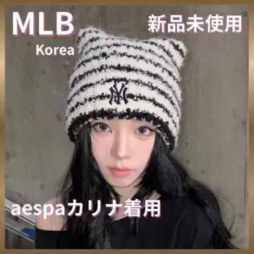 [ 새상품 ] 카리나 착용 TWS 피크 MLB 고양이 귀 냥 비니 NY