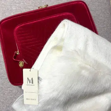 레드 벨로아 파우치 화이트 머플러 메이크 박스 미사용 새상품 2세트