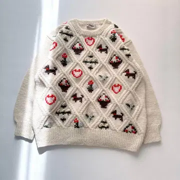 St moon 니트 로우 게이지 하트 개 꽃 3d 니트