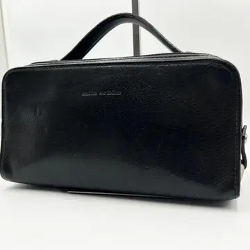 새상품급 밀라 쇤 세컨드 백 더블 지퍼 로고 블랙 가죽