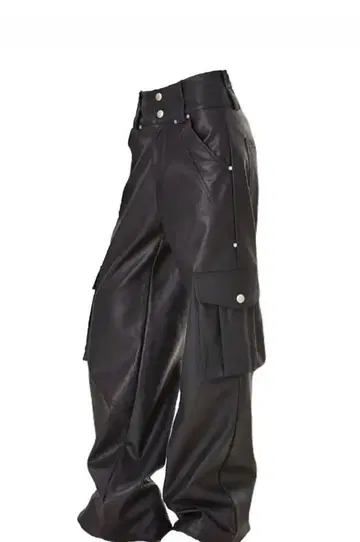 y2k 그런지 인조 가죽 카고 팬츠