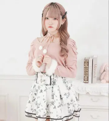 Pal elfy 퍼 달린 리본 소매 컨셔스 니트