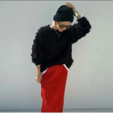 시마무라 루프 프린지 니트 풀오버 (ANNA) 블랙 M 사이즈