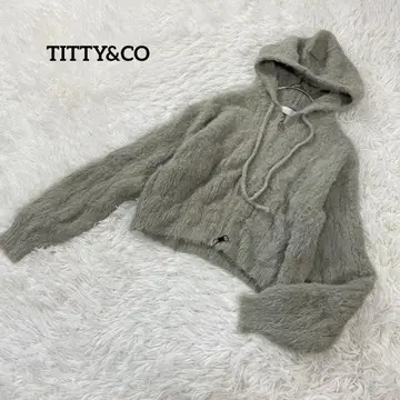 TITTY&CO 니트 후드티 샤기 크롭 숏 2297
