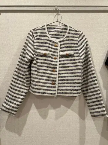 스트라이프 크롭 자켓
