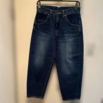 딥 블루 DEEP BLUE 와이드 루즈 데님 팬츠 앵클 기장 XS