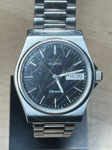 SEIKO Chronos 블랙 DAY DATE 빈티지 작동품