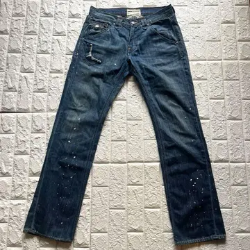 레어 사이즈 32 JIMMY TAVERNITI 남성용 페인트 데님 가공